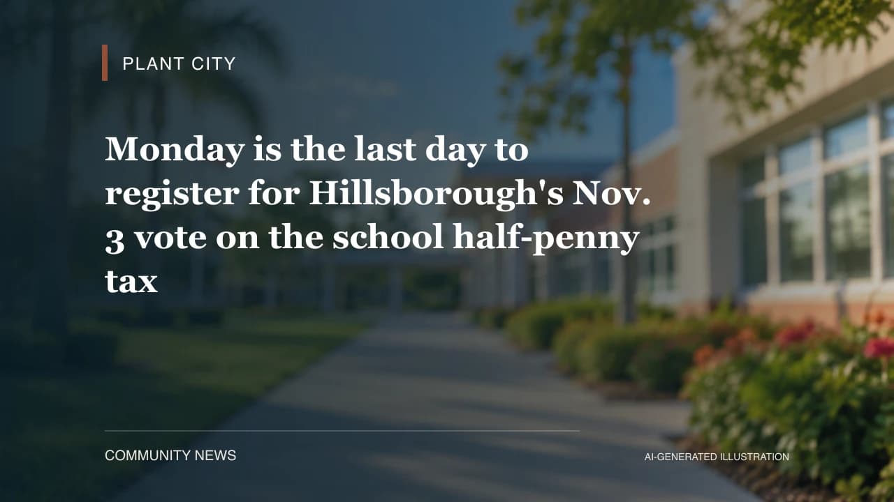 Monday is the last day to register for Hillsborough's Nov. 3 vote on the school half-penny tax